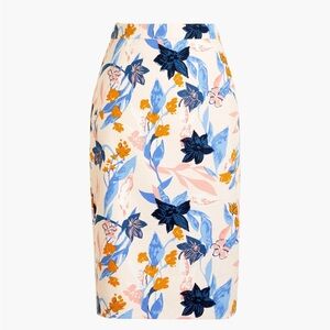 NWT J.Crew Factory Cotton Basketweave Pencil Skirt/ 0 Pink Floral Lined #AL198